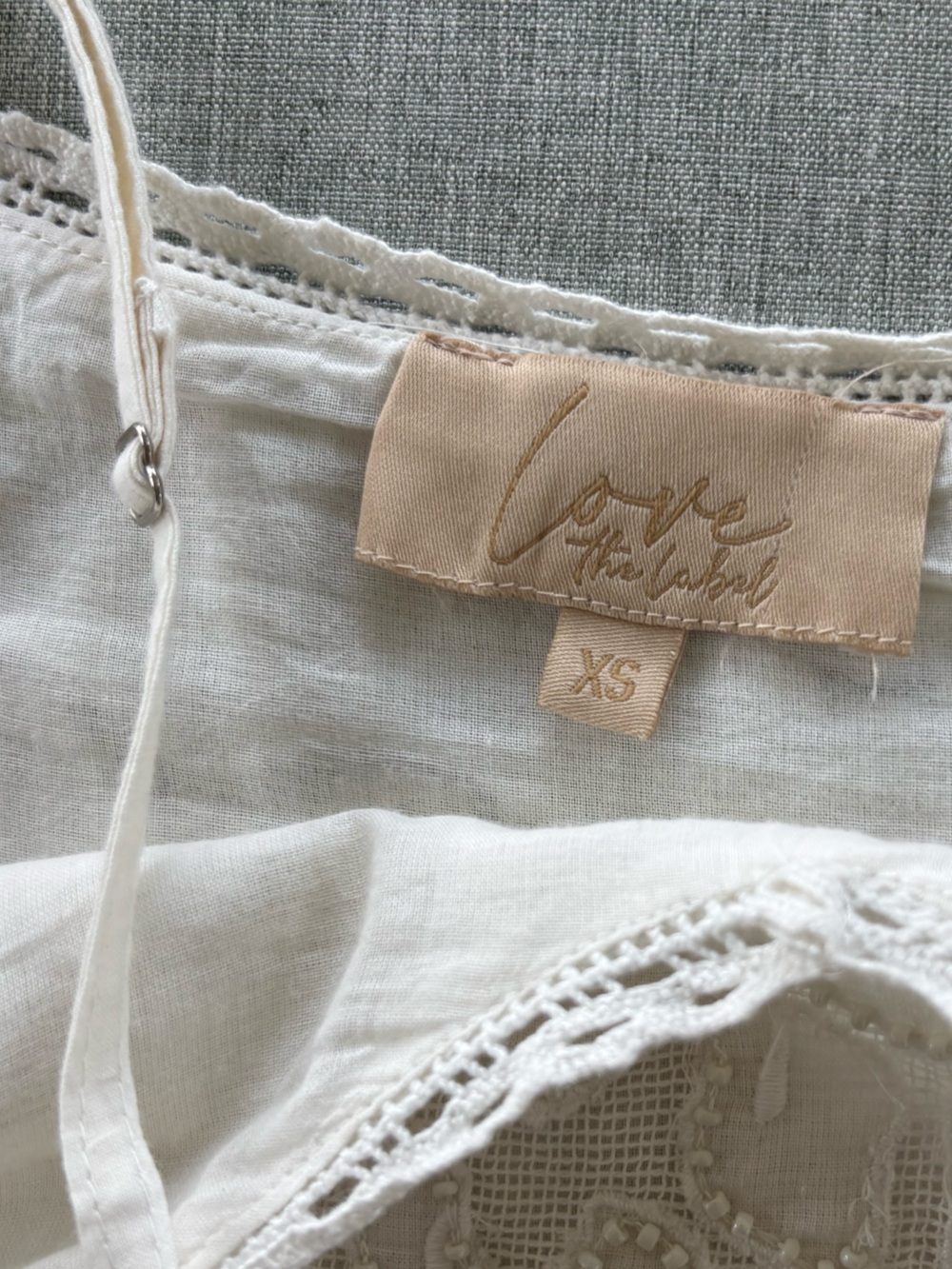 Boho Cream Lace-Trim & Beaded Cotton Dress - Picture 4 of 8